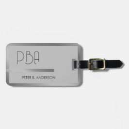 銀モダンエレガント金モノグラムの属名 ラゲッジタグ