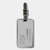 銀モダンエレガント金モノグラムの属名 ラゲッジタグ (正面縦)