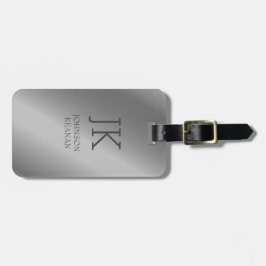 銀モダンエレガント金モノグラムの属名 ラゲッジタグ