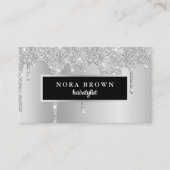 銀モダングリッターはヘアスタイリストを乾かす 名刺 (正面)