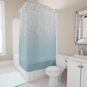 銀モダングリッターは埃のグラデーション多い青を輝かせる シャワーカーテン (インサイチュ)