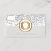 銀モダングリッターカメラエレガント撮影 名刺 (正面)