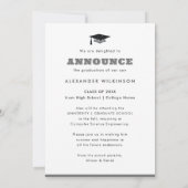 銀モダングリッターグラッドキャップガウン卒業 案内状 (裏面)