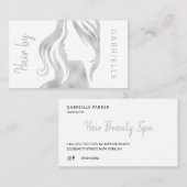 銀モダングリッターグレー及び白美容師 名刺 (正面/裏面)