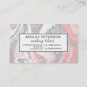 銀モダングリッターコーラルグレーパステルマーブル 名刺 (裏面)