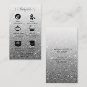銀モダングリッタージュエリー気に名刺 名刺 (正面/裏面)