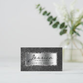 銀モダングリッタースタイリッシュ名刺 名刺 (スタンド正面)