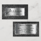 銀モダングリッタースタイリッシュ名刺 名刺 (正面/裏面)