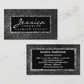 銀モダングリッタースタイリッシュ名刺 名刺 (正面/裏面)