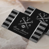 銀モダングリッターストライプ美しいサロン 名刺