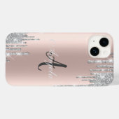 銀モダングリッタードリップ、バラ金ゴールド、モノグラム Case-Mate iPhoneケース (裏面 (横))