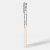 銀モダングリッタードリップ、バラ金ゴールド、モノグラム Case-Mate iPhoneケース (裏面 / 左)
