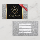 銀モダングリッターヘアメイクアップギフト券 割引カード (正面/裏面)