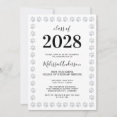 銀モダングリッターポープリント卒業 招待状 (正面)