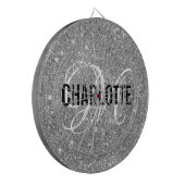 銀モダングリッターモノグラム名ダーツボード ダーツボード (正面左)