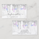 銀モダングリッター白大理石髪結い師 名刺 (正面/裏面)