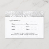 銀モダングリッター美しいサロン 予約カード (正面)