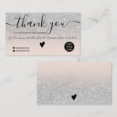 銀モダングリッター赤面の感謝してい順序 名刺 (正面/裏面)