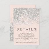 銀モダングリッター赤面ピ結婚ンク詳細 エンクロージャーカード (正面/裏面)