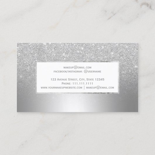 銀モダングリッター金グラデーション属箔化粧 名刺 (裏面)