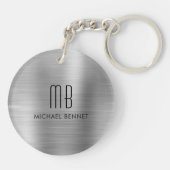 銀モダングレーモノグラムの キーホルダー (裏面)
