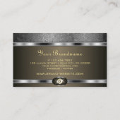 銀モダンジュエリーデザインとラインフェイクストーン 名刺 (裏面)