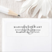 銀モダンスタイリッシュ灰色ブラシスクリプトモノグラム ラベル (インサイチュ)