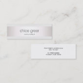 銀モダンスタイリッシュ製ストライプメイクアップとヘア スキニー名刺 (正面/裏面)