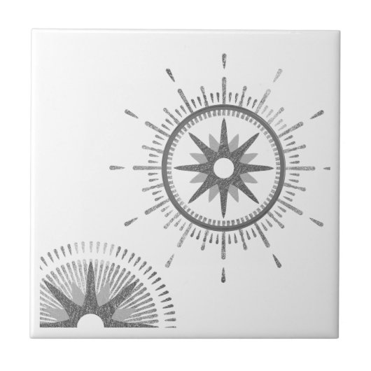 銀モダンスターバストシナデザイン タイル (正面)