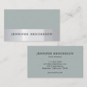 銀モダンストライプのダスティ青プロフェッショナル 名刺 (正面/裏面)