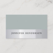 銀モダンストライプのダスティ青プロフェッショナル 名刺 (正面)