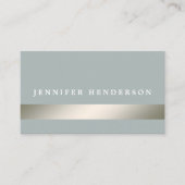 銀モダンストライプのダスティ青プロフェッショナル 名刺 (正面)