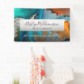 銀モダンターコイズアゲイト水彩スタイリスト 横断幕 (インサイチュ)