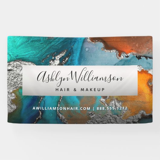 銀モダンターコイズアゲイト水彩スタイリスト 横断幕 (横)