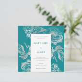 銀モダンティール（緑がかった色）結婚フローラ 招待状 (スタンド正面)
