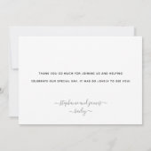 銀モダンパーソナライズされたペット結婚ズ サンキューカード (裏面)