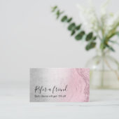 銀モダンピンクのローズ金ゴールドグリッターメイクアップアーティスト 紹介カード (スタンド正面)