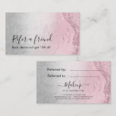 銀モダンピンクのローズ金ゴールドグリッターメイクアップアーティスト 紹介カード (正面/裏面)