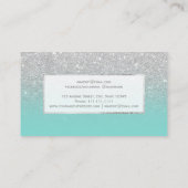 銀モダンフェイクグリッターティール（緑がかった色）グラデーションメイク 名刺 (裏面)