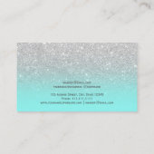 銀モダンフェイクグリッターティール（緑がかった色）海メイク 名刺 (裏面)