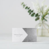 銀モダンフェイクシンプル箔のホワイトアーキテクト 名刺 (スタンド正面)