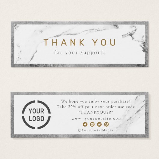 銀モダンフェイク大理石リュックスビジネス感謝していユー (正面&裏面)