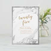 銀モダンフェイク大理石21歳の誕生日パーティー 招待状 (スタンド正面)