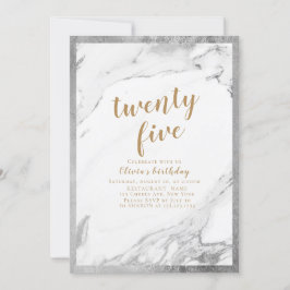 銀モダンフェイク大理石21歳の誕生日パーティー 招待状