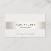 銀モダンフェイク客ストライプのロイヤリティカード ロイヤリティカード (正面)