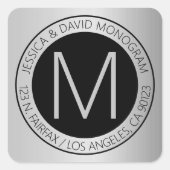 銀モダンフェイク差出人住所又は製品ラベル スクエアシール (正面)