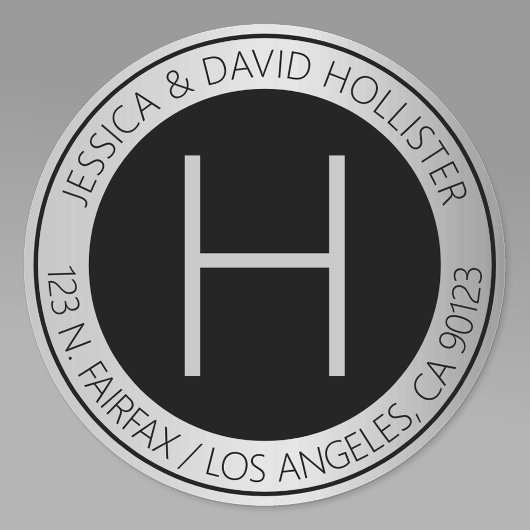 銀モダンフェイク差出人住所又は製品ラベル スクエアシール