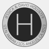 銀モダンフェイク差出人住所又は製品ラベル ラウンドシール (正面)