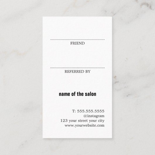 銀モダンフェイク白黒ハートはっきりしたサロン 紹介カード (裏面)