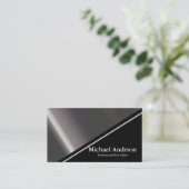 銀モダンフェイク箔カラーブロック 名刺 (スタンド正面)